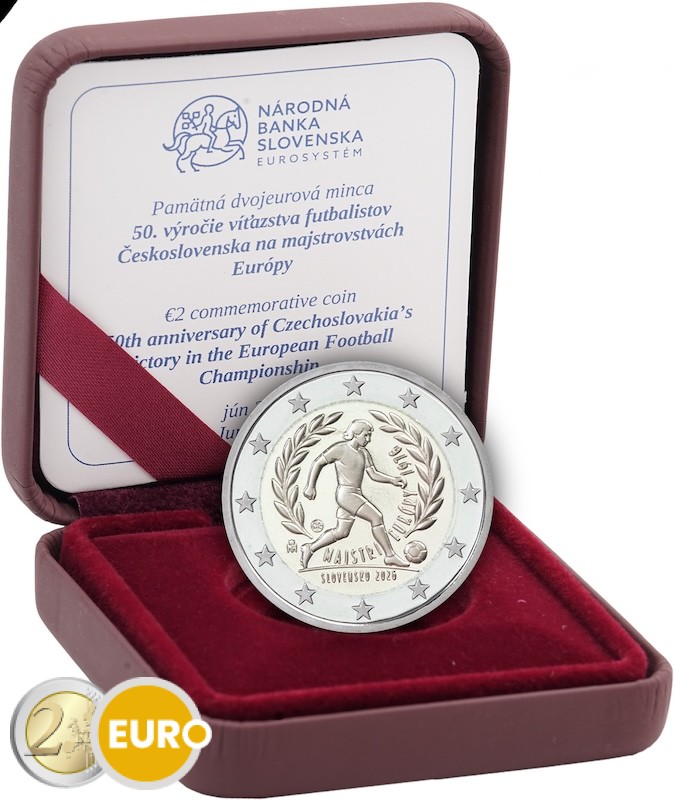 2 euros Eslovaquia 2026 - Victoria Campeonato Europeo Fútbol 1976 BE Proof