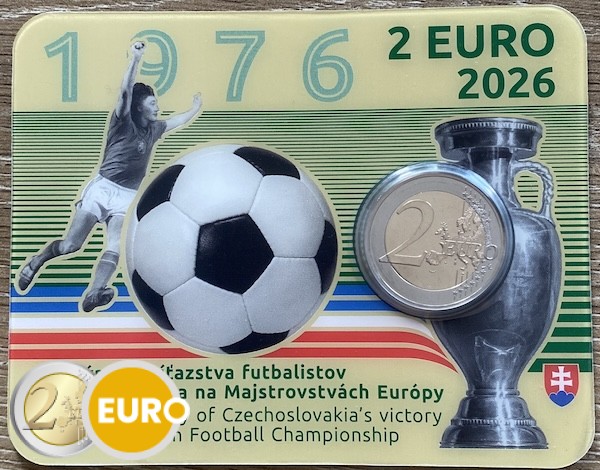2 euros Eslovaquia 2026 - Victoria Campeonato Europeo Fútbol 1976 BU FDC Coincard