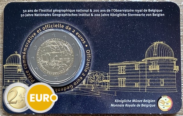 2 euros Bélgica 2026 - Instituto Geográfico Nacional y Observatorio Real BU FDC Coincard FR