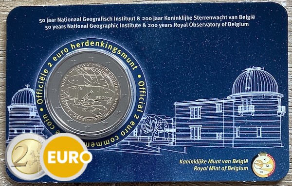 2 euros Bélgica 2026 - Instituto Geográfico Nacional y Observatorio Real BU FDC Coincard NL