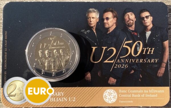 2 euros Irlande 2026 - 50 ans U2 BU FDC Coincard